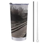 YJWANDL Tazza da caffè da viaggio, tazza da viaggio isolata con stampa su pista del treno Tazza da caffè in acciaio inox tazza da caffè tazza da tè da viaggio tazza