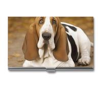 YJWANDO Porta biglietti da visita, Basset Hound Stampa Cassa di Carta in Metallo Leggero Porta Carte In Alluminio Custodia per Carte Tasca
