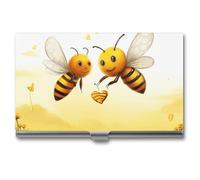 YJWANDO Porta biglietti da visita, Bee Love Honey Print Custodia per carte in metallo leggero Porta carte in alluminio Custodia per carte da tasca