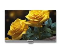 YJWANDO Porta biglietti da visita, bella rosa gialla stampa custodia per carte in metallo leggero porta carte in alluminio custodia per carte tascabile