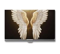 YJWANDO Porta biglietti da visita, custodia per carte in metallo con stampa ala d'angelo porta carte leggera in alluminio custodia per carte da tasca