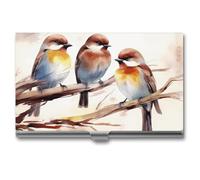 YJWANDO Porta biglietti da visita, Uccelli che riposano sul ramo di un albero stampa custodia per carte in metallo leggero porta carte in alluminio custodia per carte tascabile