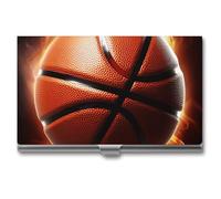 YJWANDO Supporto per biglietti da visita, basket on fire stampa custodia per carte in metallo leggero porta carte in alluminio custodia per carte tascabile