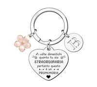 YJYJZX Ispirativo regalo portachiavi per le Donne Uomo,A-Z 26 lettera iniziale ciondolo portachiavi a volte dimenticati quanto tu sia straordinaria pertanto...Per Figlia Sorella Amici Mamma (B)