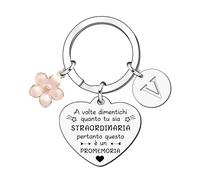 YJYJZX Ispirativo regalo portachiavi per le Donne Uomo,A-Z 26 lettera iniziale ciondolo portachiavi a volte dimenticati quanto tu sia straordinaria pertanto...Per Figlia Sorella Amici Mamma (V)