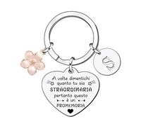 YJYJZX Ispirativo regalo portachiavi per le Donne Uomo,A-Z 26 lettera iniziale ciondolo portachiavi a volte dimenticati quanto tu sia straordinaria pertanto...Per Figlia Sorella Amici Mamma (S)