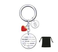 YJYJZX Regalo per Colleghe Portachiavi A-Z con Iniziale per Colleghi Amica Portachiavi Regalo per Colleghi Che Va Via Grazie Pensione Regali per Collega e Amici Regalo Compleanno Natale Donna Uomo (S)