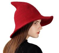 YJZQ Cappello donna modello strega cappello lavorato a maglia berretto pescatore bordo pieghevole berretto taglia unica per l'inverno Cosplay mago Halloween Natale