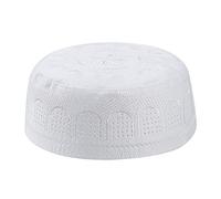 YJZQ Cappello musulmano islamico Bianco Ricamo Beanie Berretto Maschio Musulmano Cappello Da Prega Cappello Uomo Islam Cappello Turco Musulmano, bianco, Taglia unica