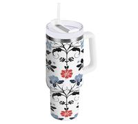 Yk2 Style - Bicchiere da coldee in acciaio inox da 1180 ml, con coperchio con cannuccia, borraccia termica con cannuccia, bocca larga, tazza da viaggio per caffè caldo e caffè, regalo per uomo e donna