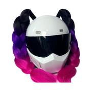 YKAFADE 1 paio di trecce per casco da moto, casco a coda di cavallo, decorazione con ventosa, gradiente, coda di cavallo, parrucca per capelli per moto, bicicletta, accessori per capelli da donna
