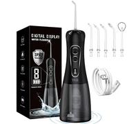 YKB Idropulsore per denti, 400 ml, 8 modalità, portatile, senza fili, con display digitale, irrigatore orale da viaggio per la pulizia dei denti e l'igiene orale, ricaricabile, IPX7, impermeabile