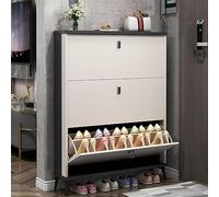 YKCITSQTR Armadietto di scarpe slim con 3 cassetti di ribaltamento per scarpa moderna con ripiani regolabili dal cubo di inclinazione (70 x 24 x 118 cm grigio)