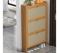 YKCITSQTR Armadietto di stoccaggio di scarpe di bambù per corridoi - organizzatore autoportante con porte a foglietto e rack verso il basso - armadio a scarpe stretto (68 × 17 × 121 cm)