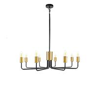 YKCITSQTR Lampadari della Fattoria Nera e Dorata, lampadario di Ferro Industriale a 8 luci, Lampada a Sospensione Classica a Traffico di Candele per Foyer, Soggiorno, Isola da Cucina,