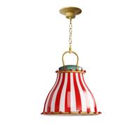 YKCITSQTR Lampadario Americano Design Vintage Rosso e Bianco a Strisce di Vetro parapshade a Sospensione Decorazione per la casa del Circo appiccicoso