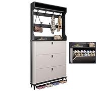 YKCITSQTR Mobile moderno slim nascosto con 3 porte pieghevoli e scaffali regolabili perfetti per la soluzione di stoccaggio del corridoio e della camera da letto.