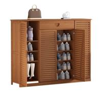 YKCITSQTR Organizzatore di stoccaggio delle scarpe di bambù - Gabinetto per scarpe per salvatore per soggiorno per soggiorno corridoio - 23-28 coppie slip con cassetto e porta dell'otturatore