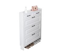 YKCITSQTR Spazio di Scarpe salvaspazio con Porte Strette cabine per Scarpe indipendenti per Un deposito Nascosto a 3 Livelli per corridoio e Soggiorno (Colore: Bianco)