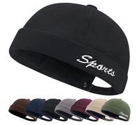 YKDLLF Cappello Uomo Senza Visiera Docker in Cotone Denim Regolabile Berretto da Portuale Rolled Cuff Brimless Cappellino da Portuale Uomo Retro Docker-cap