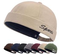YKDLLF Cappello Uomo Senza Visiera Docker in Cotone Denim Regolabile Berretto da Portuale Rolled Cuff Brimless Cappellino da Portuale Uomo Retro Docker-cap