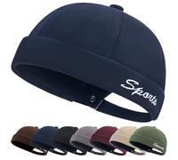 YKDLLF Cappello Uomo Senza Visiera Docker in Cotone Denim Regolabile Berretto da Portuale Rolled Cuff Brimless Cappellino da Portuale Uomo Retro Docker-cap