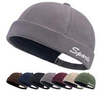 YKDLLF Cappello Uomo Senza Visiera Docker in Cotone Denim Regolabile Berretto da Portuale Rolled Cuff Brimless Cappellino da Portuale Uomo Retro Docker-cap