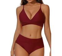 YKDLLF Costume Donna Due Pezzi Sexy Brasiliana Perizoma Bikini Mare Costume da Bagno Donna Due Pezzi Vita Alta Scollo a V Push Up Imbottito Reggiseno Bikini Set Regolabile da Mare Beachwear Swimwear