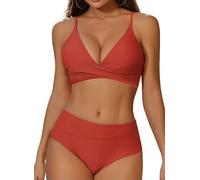 YKDLLF Costume Donna Due Pezzi Sexy Brasiliana Perizoma Bikini Mare Costume da Bagno Donna Due Pezzi Vita Alta Scollo a V Push Up Imbottito Reggiseno Bikini Set Regolabile da Mare Beachwear Swimwear