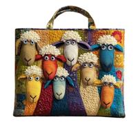 ykgsdkl Generisch - Borsa per la spesa con pecora, realizzata a mano, con divertente motivo pecora ricamata, per gli amanti degli animali, manico imbottito
