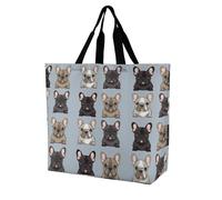 YKHESA Borsa a tracolla con stampa di bulldog francese, unisex, borsa per la spesa portatile, pieghevole, riutilizzabile, per la spesa