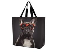 YKHESA Borsa a tracolla con stampa di bulldog francese, unisex, borsa per la spesa portatile, pieghevole, riutilizzabile, per la spesa