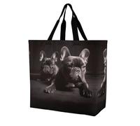 YKHESA Borsa a tracolla con stampa di bulldog francese, unisex, borsa per la spesa portatile, pieghevole, riutilizzabile, per la spesa