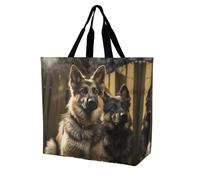 YKHESA Borsa a tracolla per la spesa con stampa di pastore tedesco, unisex, portatile, da viaggio, shopping, borsa a tracolla pieghevole e riutilizzabile