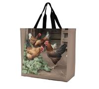YKHESA Borsa a tracolla per la spesa con stampa di polli della fattoria, unisex, portatile, da viaggio, shopping, borsa a tracolla pieghevole, riutilizzabile, 40 x 40 x 16 cm