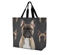 YKHESA Borsa per la spesa con stampa di bulldog francese, unisex, borsa per la spesa da viaggio, borsa a tracolla per la spesa, pieghevole, riutilizzabile, 40 x 40 x 16 cm