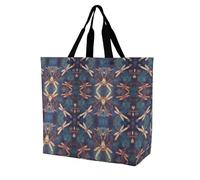 YKHESA Drogherie Dipinta a Mano Libellula Stampa Tote Bag Unisex Portatile Shoppers Bag Viaggi Shopping Borsa a Tracolla Pieghevole Riutilizzabile Borse della spesa