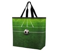 YKHESA Generi alimentari Campo di erba verde Campo di calcio Parco giochi La Palla Stampa Tote Bag Unisex Portatile Shopper Borsa da Viaggio Shopping Borsa a tracolla Pieghevole Riutilizzabile Borse