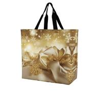 YKHESA Generi alimentari Oro di Seta Stampa di Natale Tote Bag Unisex Portatile Shoppers Bag Viaggi Shopping Borsa a Tracolla Pieghevole Riutilizzabile Borse della spesa
