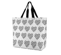 YKHESA Groceries Dog Paw Print Love Heart Print Tote Bag Unisex Portable Shoppers Bag Travel Shopping Borsa a tracolla Pieghevole Riutilizzabile Borse della spesa 40x40x16cm