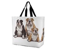 YKHESA Groceries English Bulldogs Print Tote Bag Unisex Portable Shoppers Bag Travel Shopping Grocery Shoulder Bag Pieghevole Riutilizzabile Borse della spesa 40x40x16cm