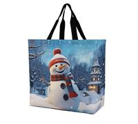 YKHESA Groceries Felice Pupazzo di neve Stampa Tote Bag Unisex Portatile Shoppers Bag Viaggi Shopping Borsa a Tracolla Pieghevole Riutilizzabile Borse della spesa