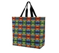 YKHESA Groceries Four Season Tree of Life Print Tote Bag Unisex Portable Shoppers Bag Travel Shopping Shopping Borsa a tracolla Pieghevole Riutilizzabile Borse della spesa 40x40x16cm