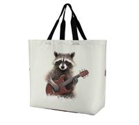 YKHESA Groceries Funny Raccoon Print Tote Bag Unisex Portable Shoppers Bag Travel Shopping Grocery Shoulder Bag Pieghevole Riutilizzabile Borse della spesa 40x40x16cm