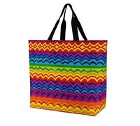 YKHESA Groceries Gay Pride Rainbow Pattern Print Tote Bag Unisex Portable Shoppers Bag Travel Shopping Borsa a tracolla Pieghevole Riutilizzabile Borse della spesa 40x40x16cm