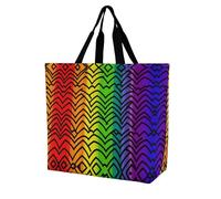 YKHESA Groceries Gay Pride Rainbow Pattern Print Tote Bag Unisex Portatile Shoppers Bag Viaggi Shopping Borsa a tracolla Pieghevole Riutilizzabile Borse della spesa