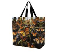 YKHESA Groceries Heaps of Orange Monarch Butterflies Print Tote Bag Unisex Portable Shoppers Bag Travel Shopping Shopping Borsa a tracolla Pieghevole Riutilizzabile Borse della spesa