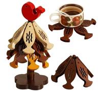 YKJGRTF Sottopentola pieghevole con design ad albero, sottobicchiere in bambù resistente al calore base in legno for piatti e pentole caldi