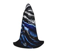 YKJJFVZ American Thin Blue Line Bandiera Stampa Mantello Medievale E Rinascimentale Con Cappuccio, Mago, Vampiro E Costumi Di Halloween
