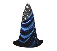 YKJJFVZ American Thin Blue Line Bandiera Stampa Mantello Medievale E Rinascimentale Con Cappuccio, Mago, Vampiro E Costumi Di Halloween